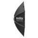 Godox EazyFlow Octa 150 kaheksanurkne softbox külgvaates, Bowens kinnitusrõngas ja EazyFlow Octa 150 logo