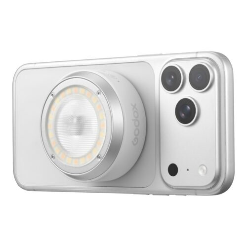 Godox A2 välklamp magnetiga nutitelefoni tagaküljel kaamera kõrval