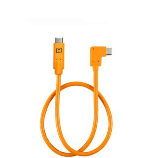 Tether Tools TetherPro 50 cm oranž USB-C kaabel rõngasse keeratuna, sirge ja nurgapistik