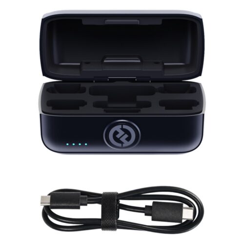 Hollyland Lark M3 avatud laadimiskarp kuue pesaga saatjatele ja vastuvõtjatele, koos USB-C kaabliga