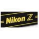 Nikon AN-DC26 kaamerarihma lähivaade kollase Nikon Z kirjaga