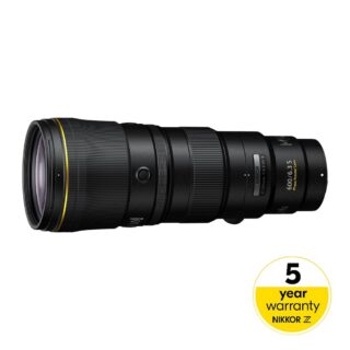 Nikon NIKKOR Z 600mm f/6.3 VR S teleobjektiiv nurga alt, all paremas nurgas märk 5 year warranty NIKKOR Z
