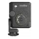 Godox Lux Junior II eestvaade: Godox logo, mõõdiku ketas ISO ja ava skaalaga