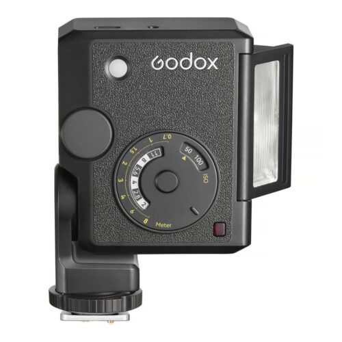 Godox Lux Junior II eestvaade, välgupea ettepoole kallutatud