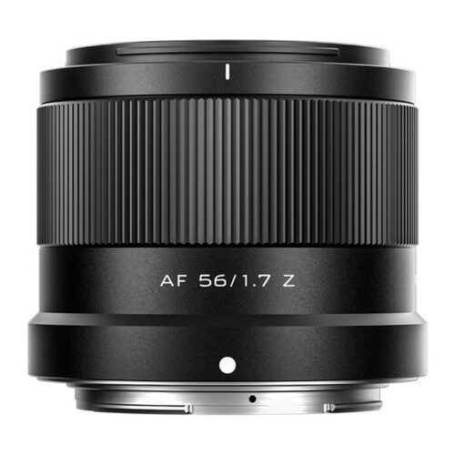 Viltrox AF 56mm F/1.7 Z objektiiv külje pealt, korpusel kiri AF 56/1.7 Z