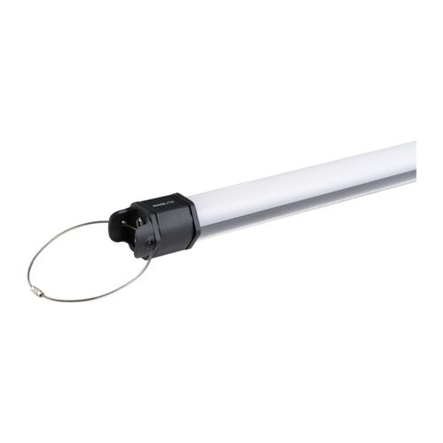 Nanlite PavoTube II 15C LED-toru, mille otsakorki on kinnitatud terasest turvatross