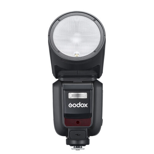 Godox V100 Sony ümara välgupea ja eemaldatava lisavälguga eestvaade