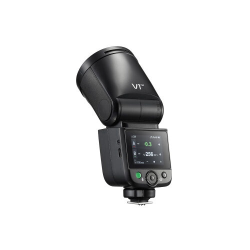 Godox V1 Mid Fujifilm puuteekraan ja nupud nurga alt