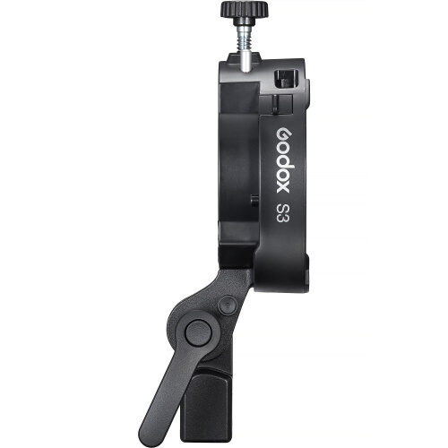 Godox S3 kinnitus külgvaates, kallutatud asendis