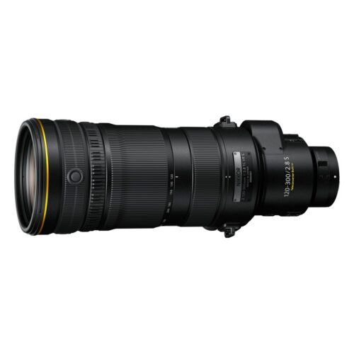 Nikon NIKKOR Z 120-300mm f/2.8 TC VR S pealt: nimesilt, fookuskauguse skaala 120–300 mm ja kiri Teleconverter Built-in