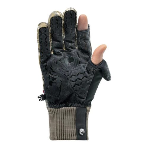 Vallerret Markhof Pro V4 Wild Camo kinda peopesa, pöidla ja nimetissõrme otsad lahti, sõrmed paljad kaamera nuppude jaoks