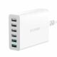 Valget värvi toode, mille tagumisel küljel on voolujuhe ning esimesel küljel on 6x USB-A pistikud.