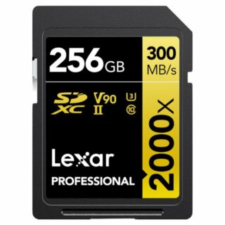 256GB Lexar Pro 2000x SDXC U3 V90 UHS-II R300MBs W260MBs