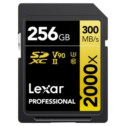 256GB Lexar Pro 2000x SDXC U3 V90 UHS-II R300MBs W260MBs