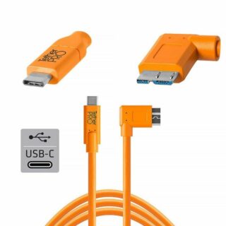 TETHERPRO USB-C TO 3.0 MICRO-B RIGHT ANGLE 4.6M ORANGE